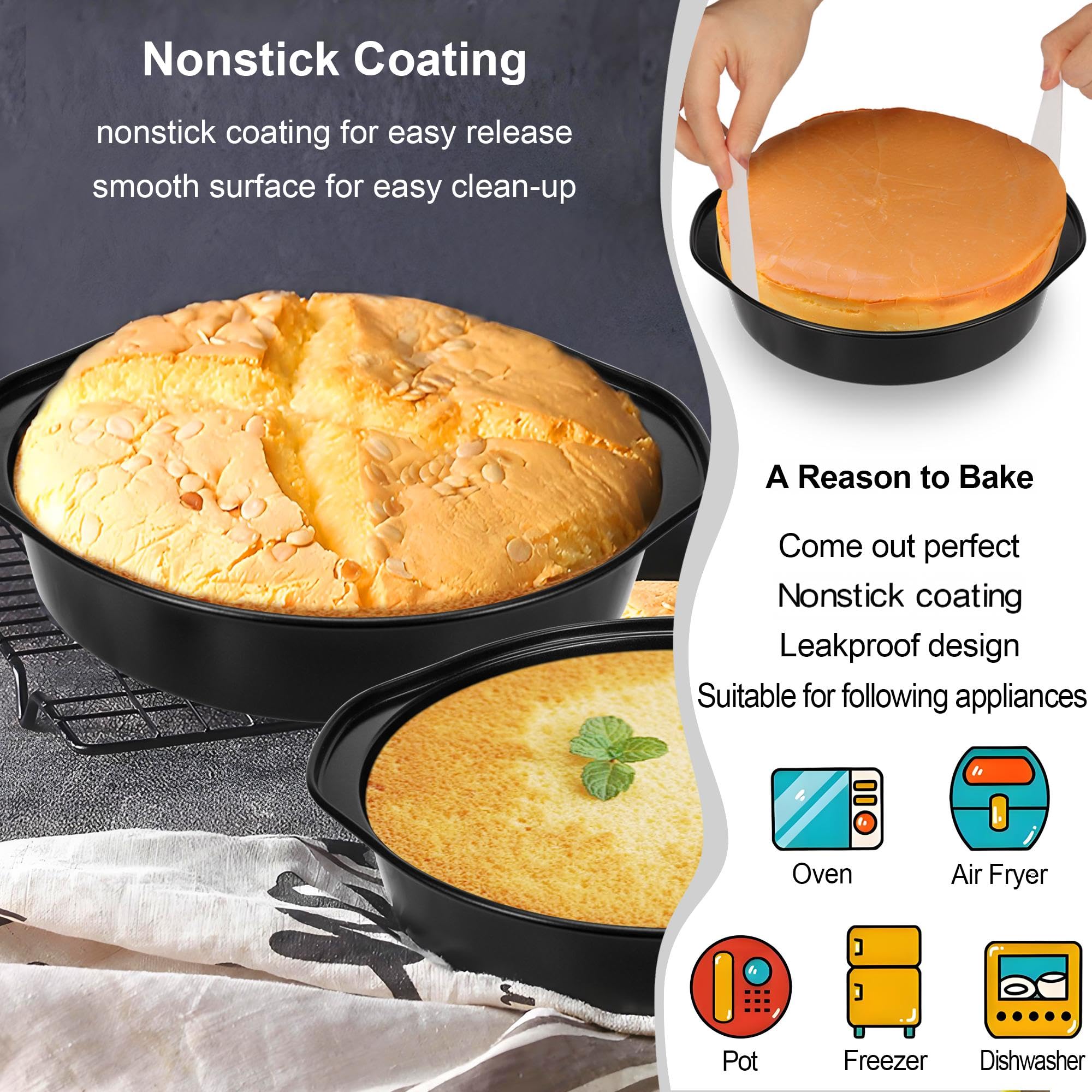 AWTBDP fixed-bottom round cake pan prevents leaks for clean results