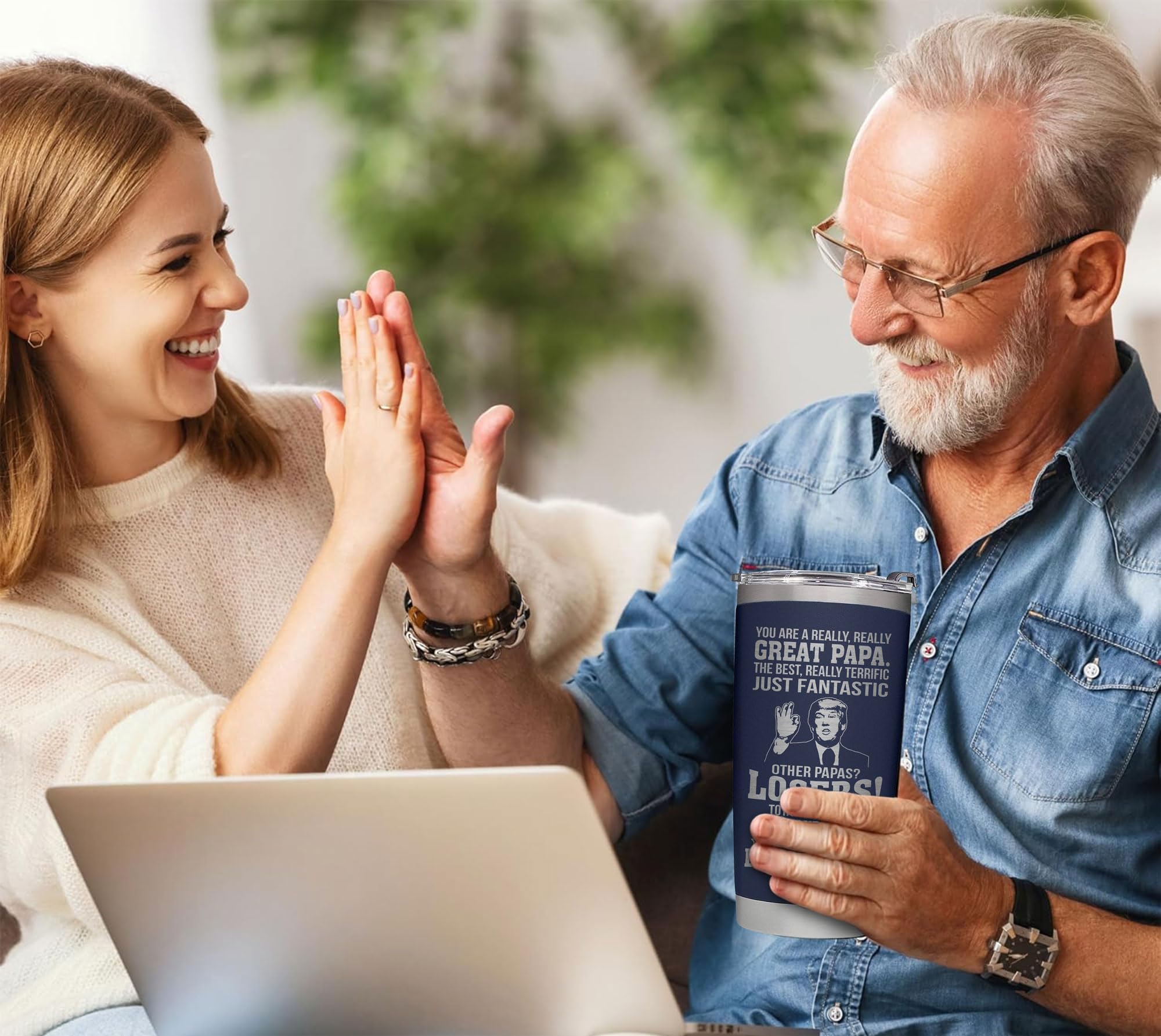 AWTHATMAZING 20oz navy insulated tumbler keeps drinks hot or cold