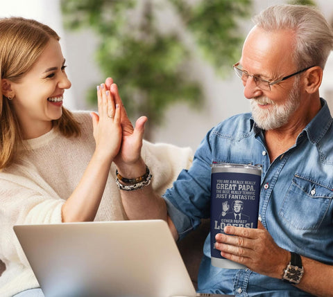 AWTHATMAZING 20oz navy insulated tumbler keeps drinks hot or cold