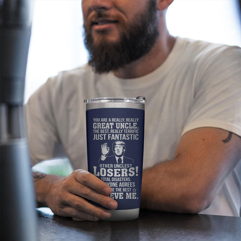 AWTHATMAZING portable tumbler fits cup holders for easy transport.