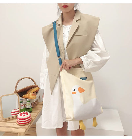 AWXZOM kawaii canvas tote perfect for lunches and daily errands.