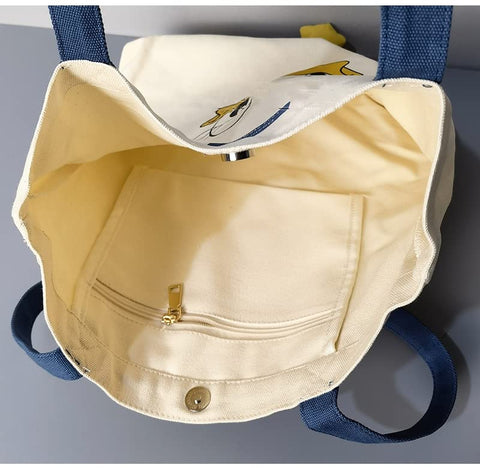 AWXZOM white duck design tote adds cute charm to outfits.