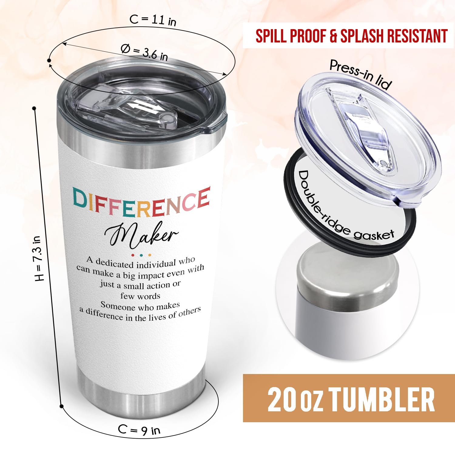 AXIARA 20oz insulated tumbler front view with sleek design for everyday hydration.