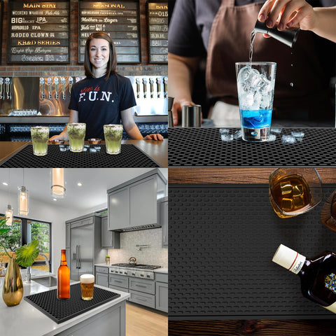 AXIESO durable flat bar mat design prevents tipping and glass breakage