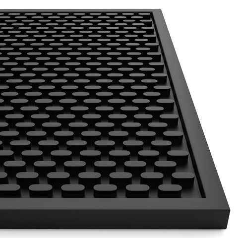 AXIESO silicone drip mat top view showing spill containment on counters