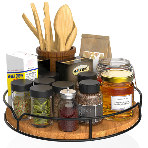 AXTEE Lazy Susan on a spice rack for easy access to seasonings