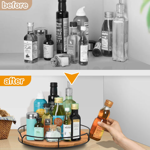 AXTEE Lazy Susan enhances bathroom organization by grouping toiletries