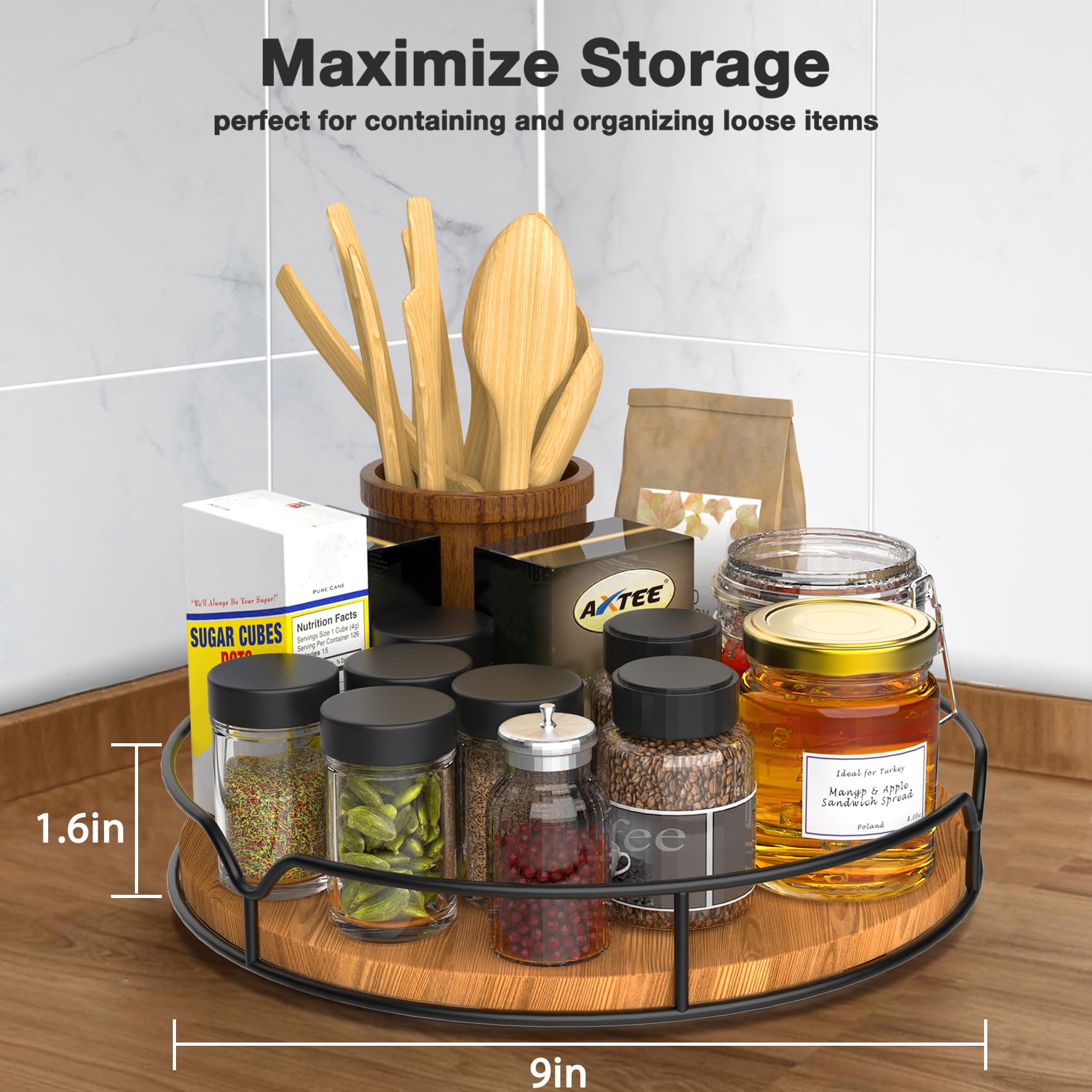 AXTEE Lazy Susan carbonized black finish adds a premium look
