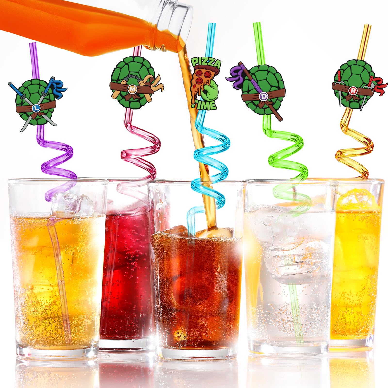 AXUOCDH turtle-themed straws for kids party decorations and gifts
