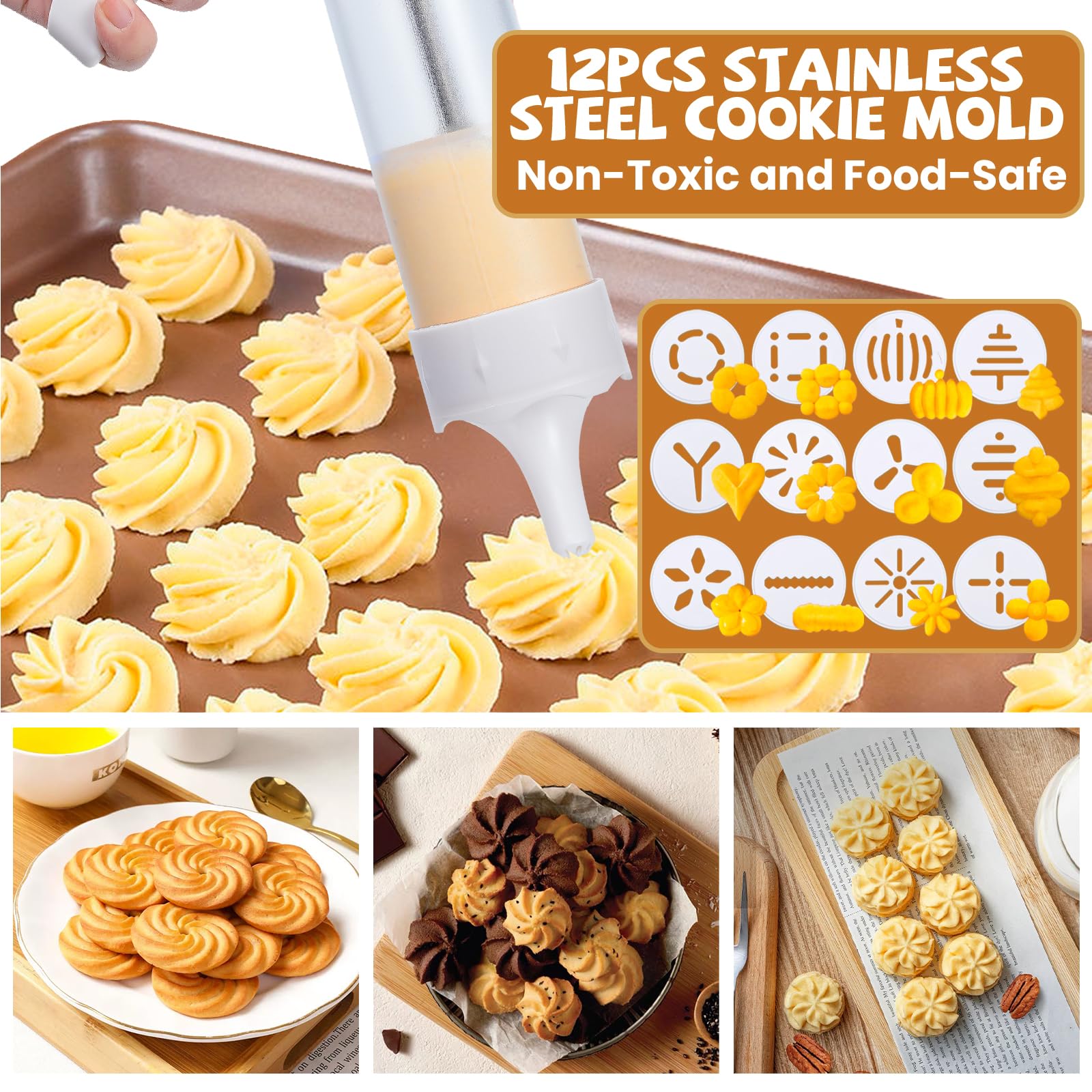 AXWATDEI 12-cookie discs enabling varied cookie shapes