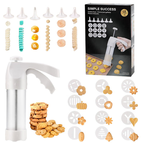 AXWATDEI Cookie Press Gun White with 12 discs for versatile spritz designs