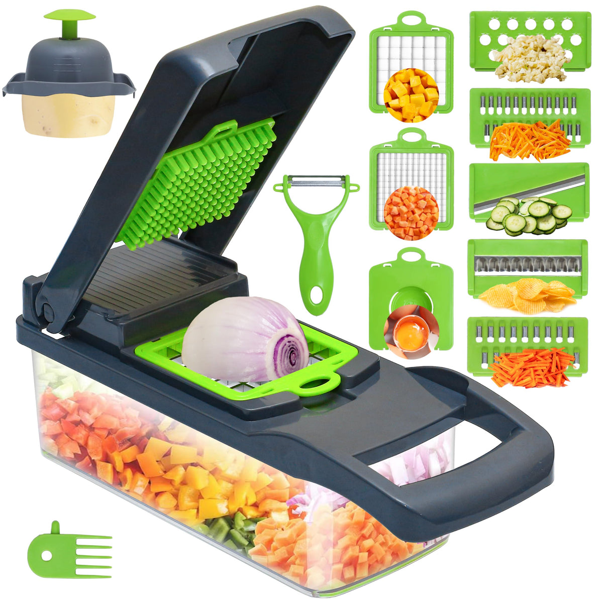 AYAT MARKETPLACE vegetable chopper with container shows large capacity for organized prep.