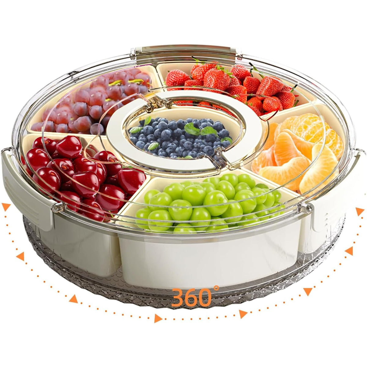 AYauGamA divided snack box with lid and handle shows organized six compartments for snack variety.