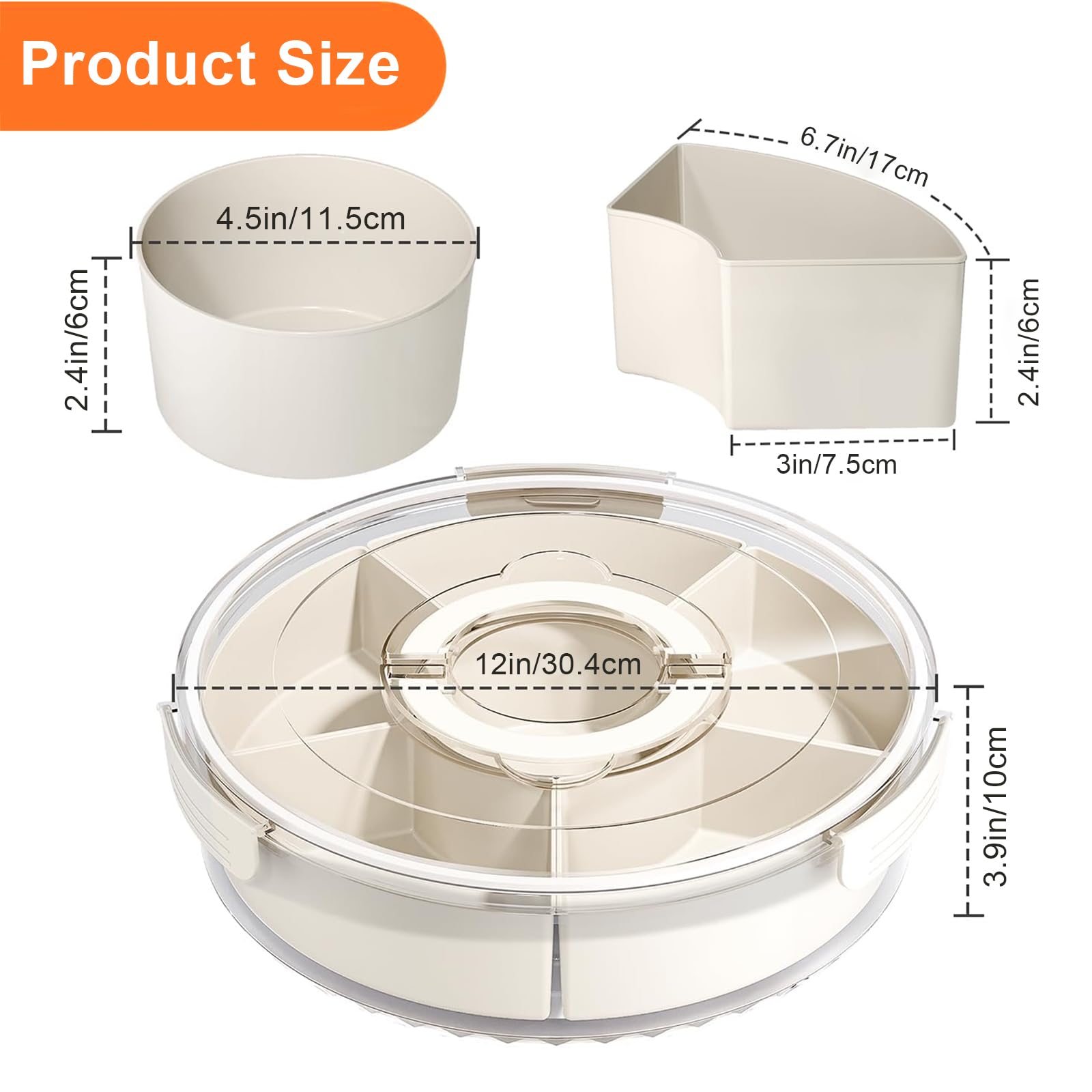 AYauGamA rotating tray highlights 360-degree access to fruits, nuts, and treats.