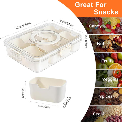 AYauGamA Snackle Box with 8 compartments prevents mixing flavors during trips.