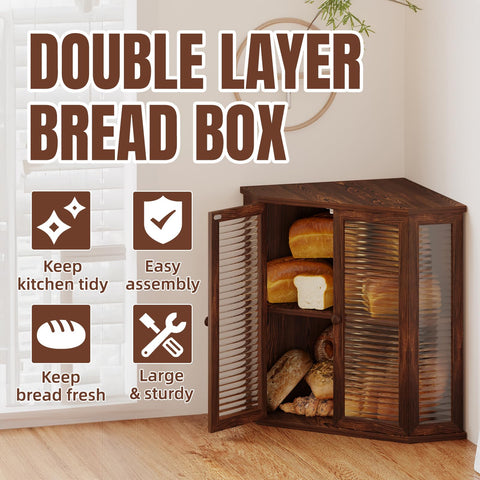 Aycarzcy corner bread box side view showing compact footprint for countertop use.