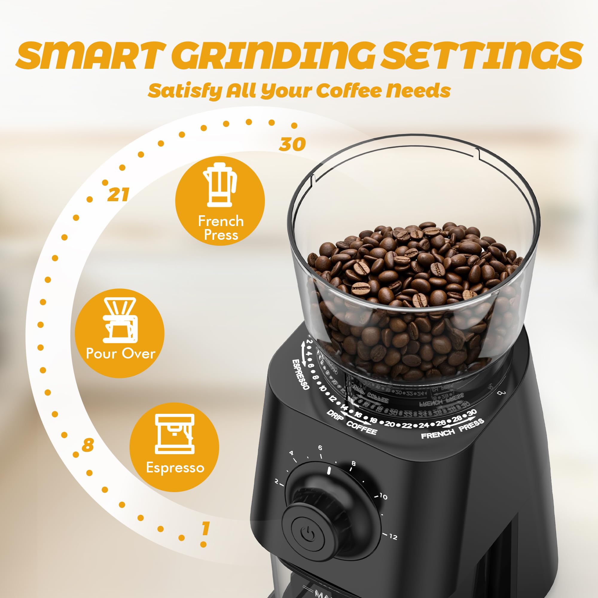 AYCHIRO removable stainless steel burrs for easy cleaning