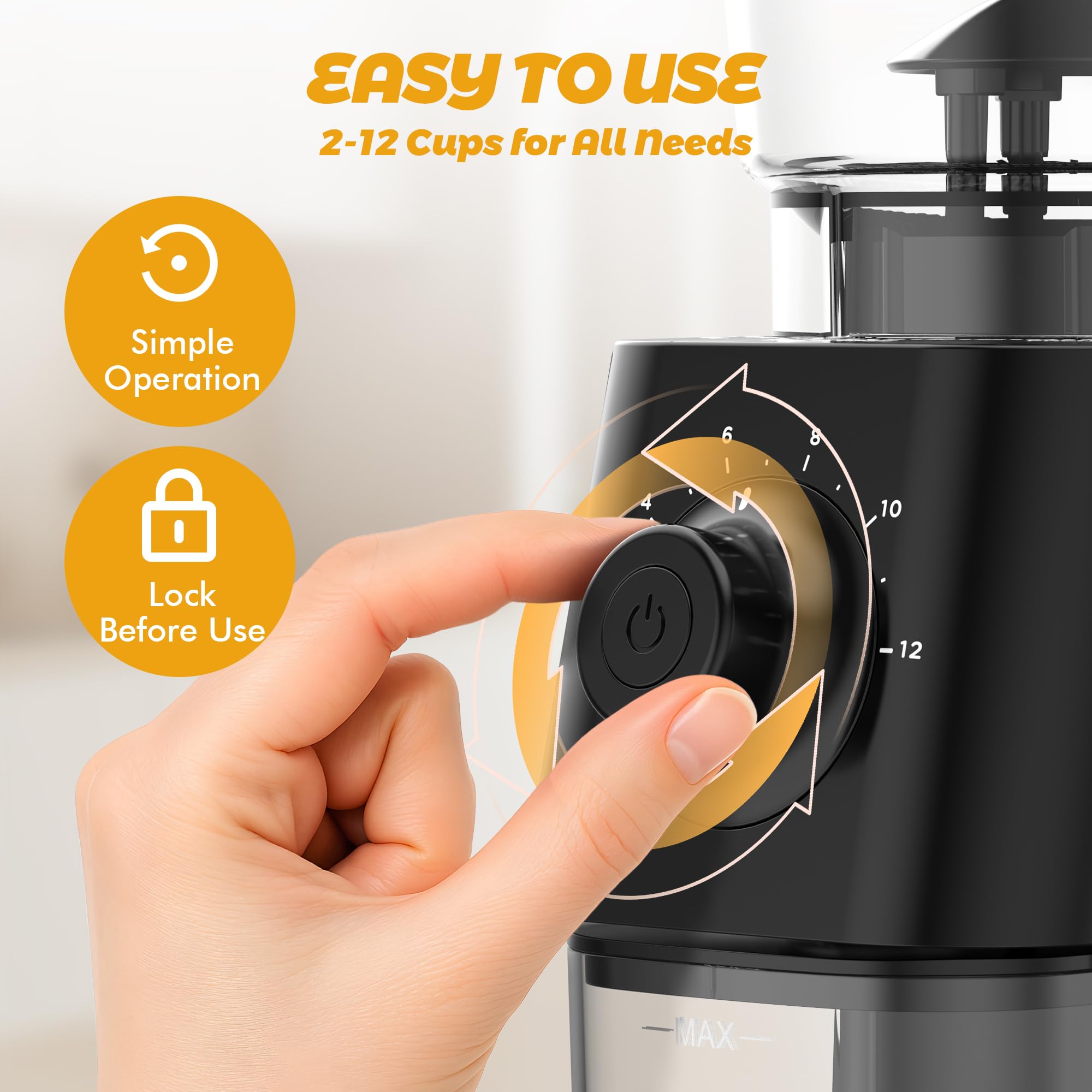 AYCHIRO removable hopper and ground container for easy refilling