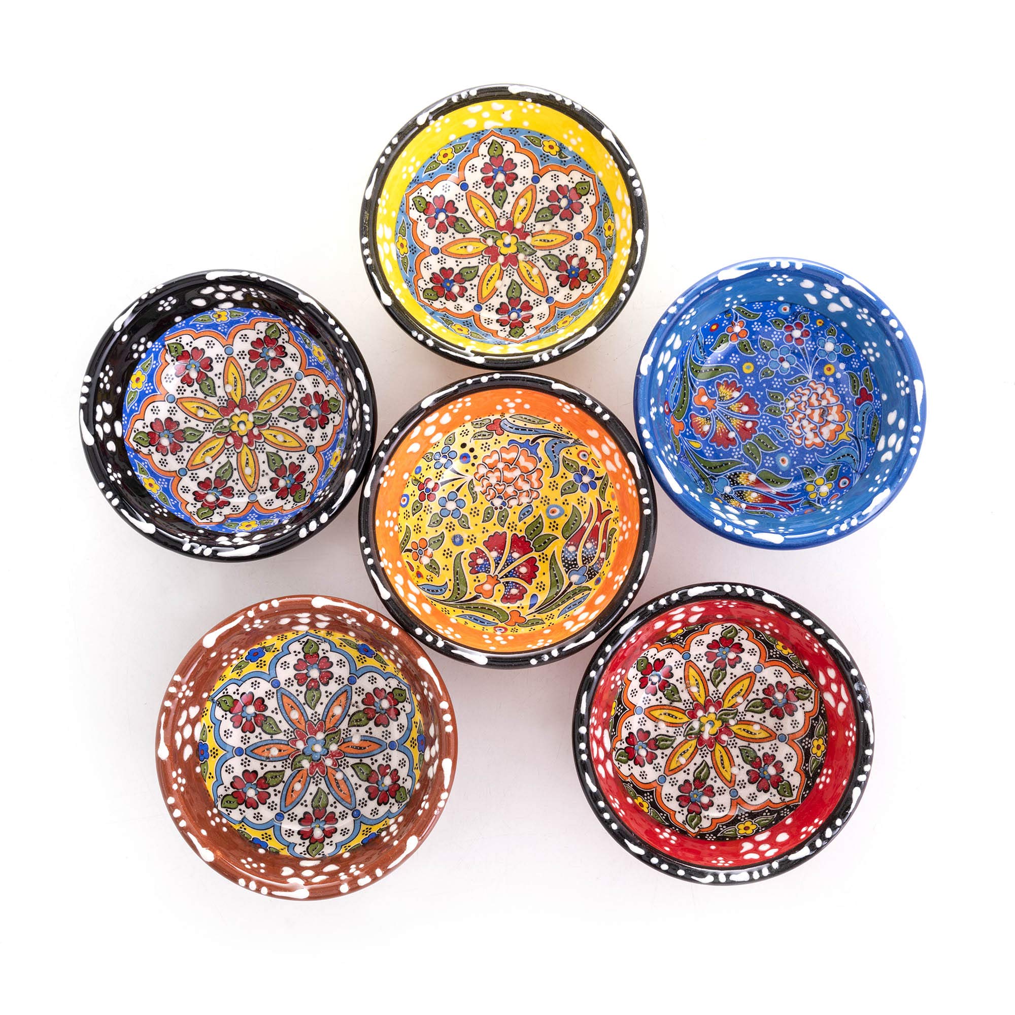 Ayennur Turkish ceramic pinch bowls set of 6 for stylish charcuterie presentations.