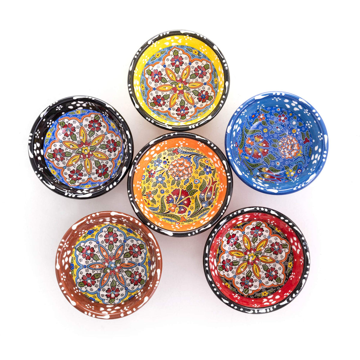 Ayennur Turkish ceramic pinch bowls set of 6 for stylish charcuterie presentations.