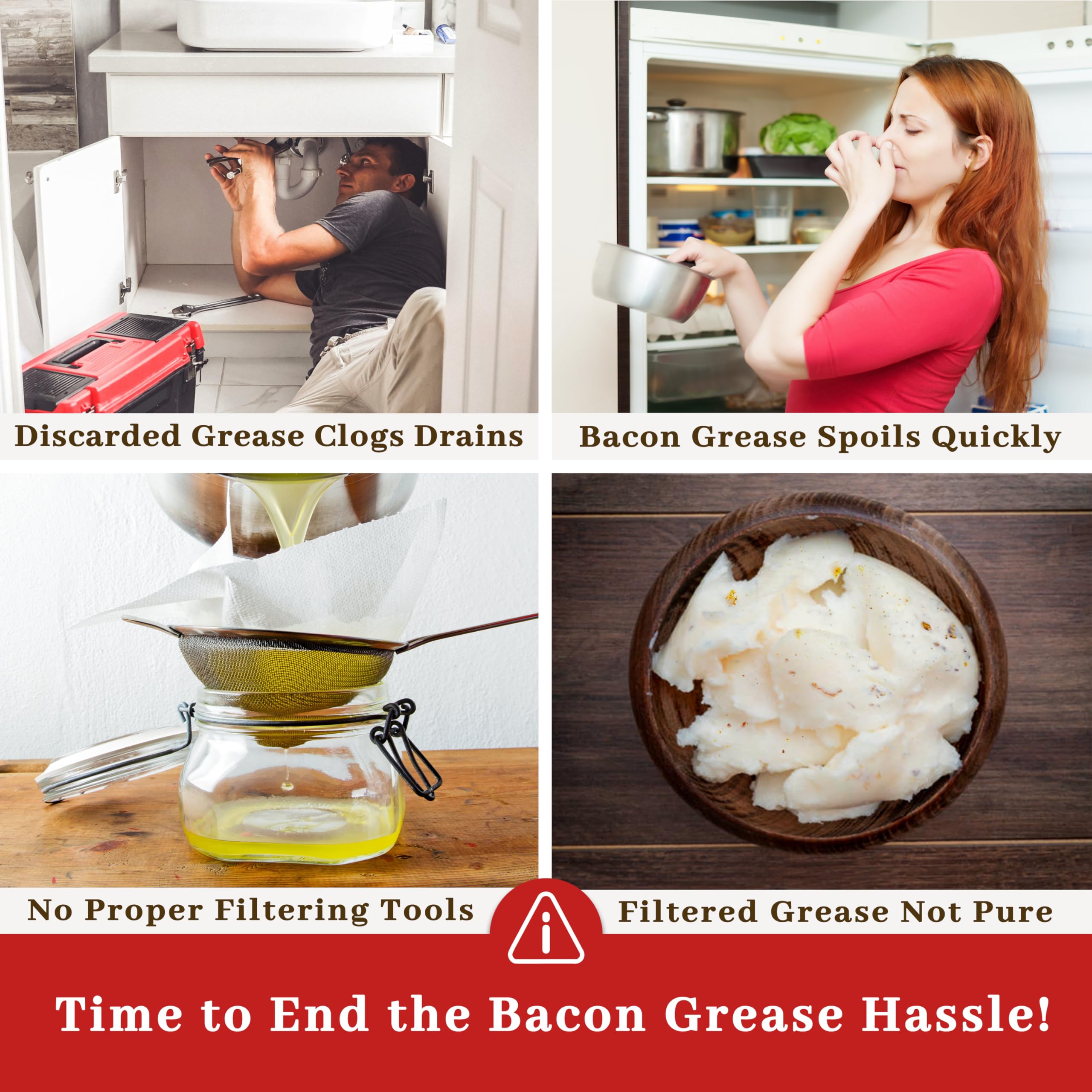Ayerphalo 24oz enamel grease keeper on the counter eases mess and storage