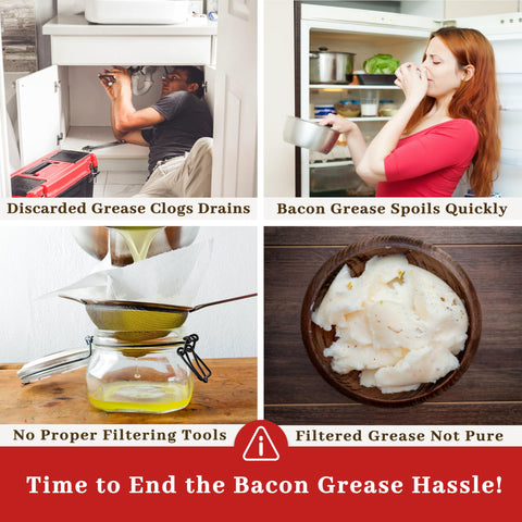 Ayerphalo 24oz enamel grease keeper on the counter eases mess and storage