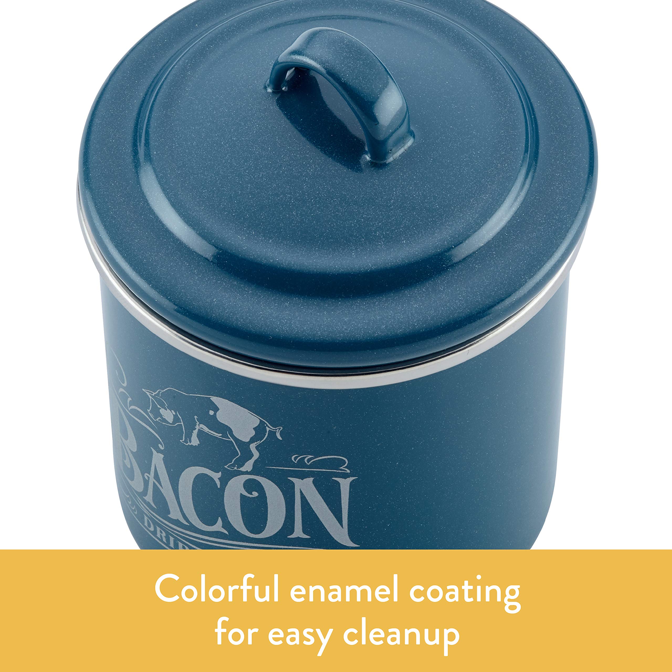 Ayesha bacon grease can's durable steel finish supports daily kitchen use.