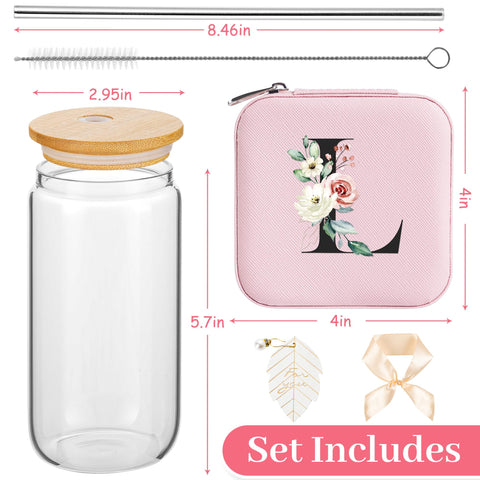 AYGXU glass mug with bamboo lid and stainless straw for spill safe travel.