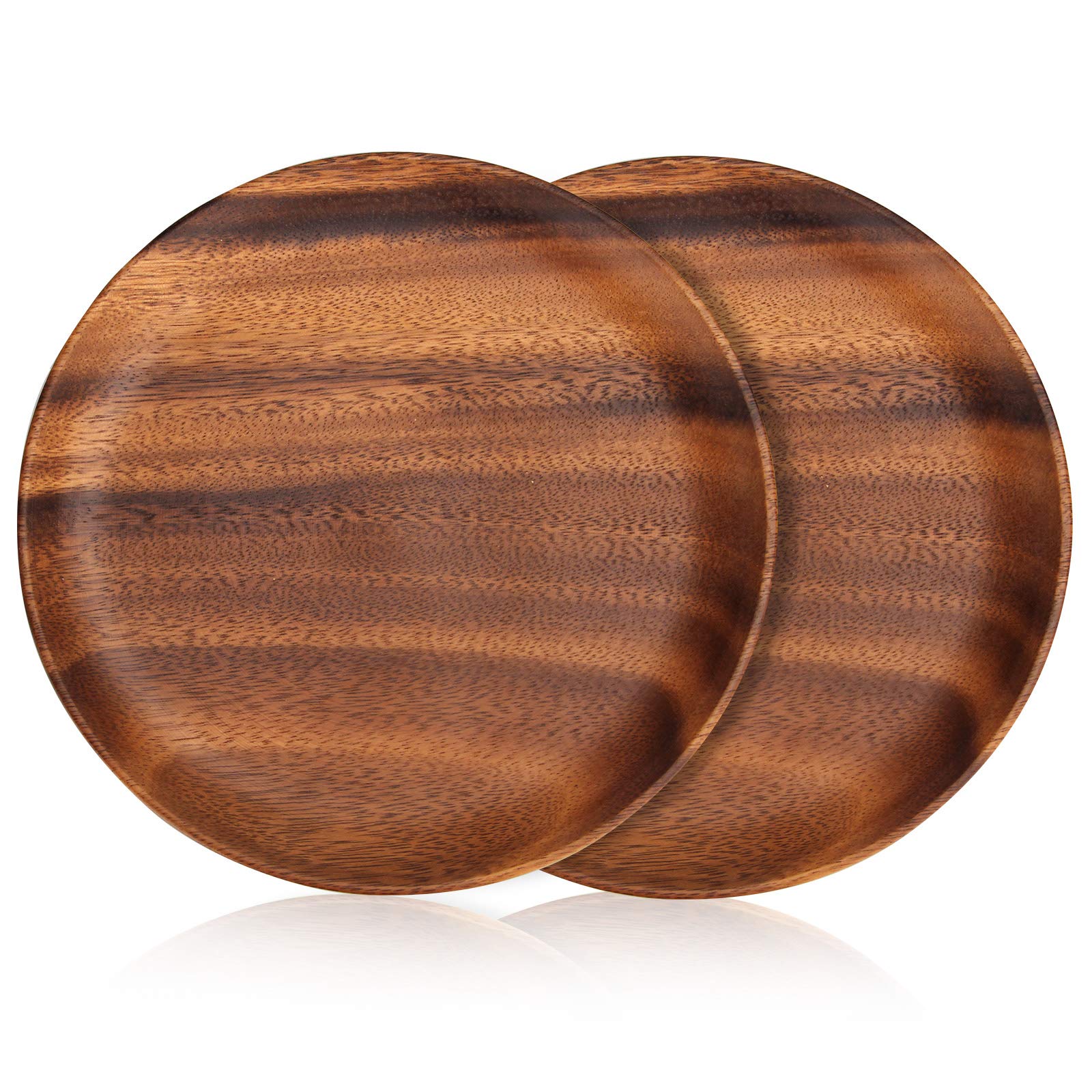 Ayiaren 2pc 10-inch acacia wood dinner plates set, showing natural grain for elegant serving