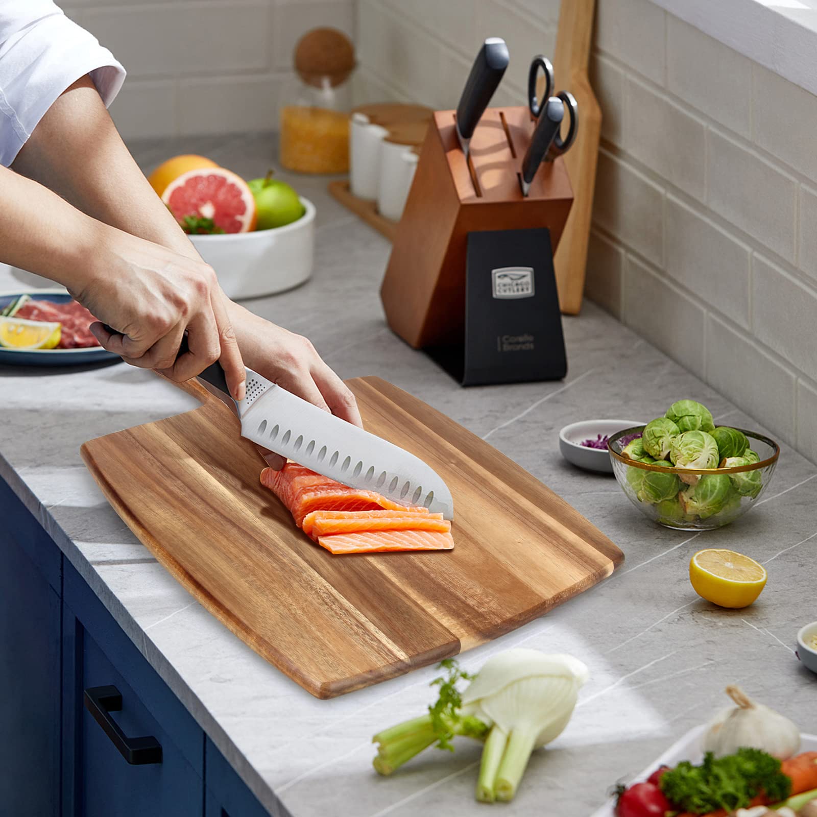 Ayiaren acacia serving board highlights bread and cheeses at gatherings