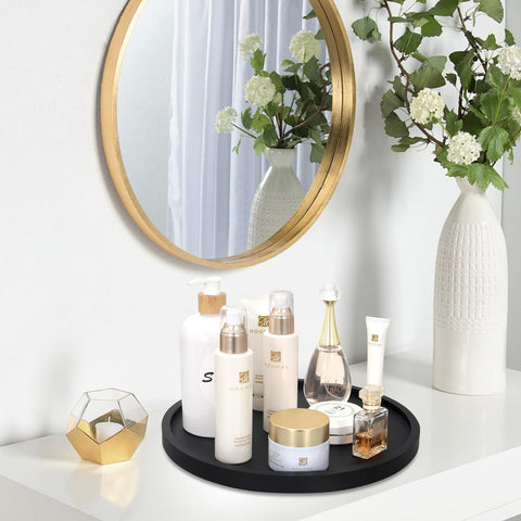 Ayiaren Black Wood Lazy Susan smooth rotation enables easy spice access.