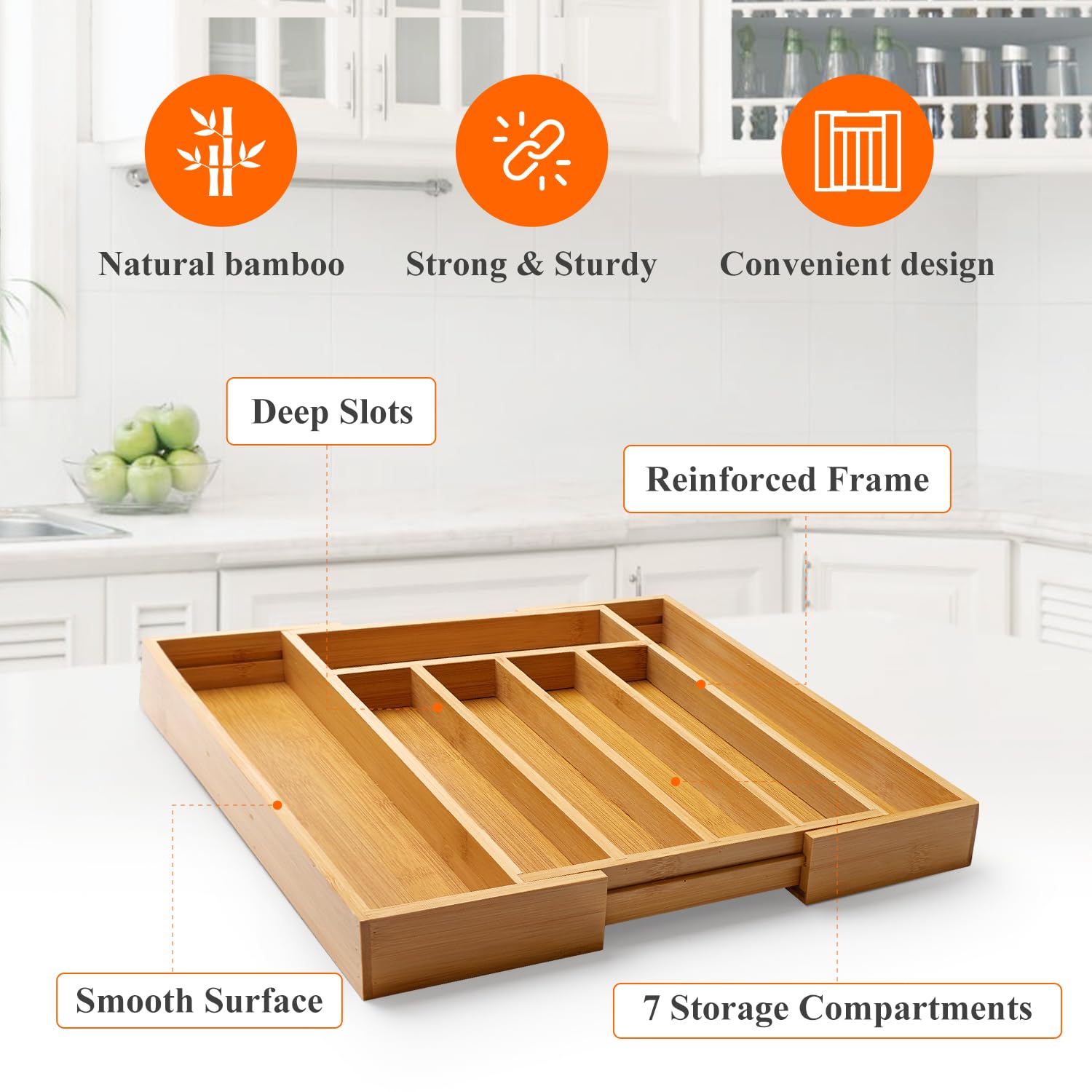Ayiaren durable bamboo drawer organizer close up highlighting material quality