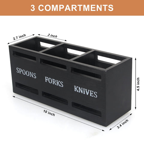 Ayiaren flatware caddy features cutouts to identify utensils without touching the eating ends.