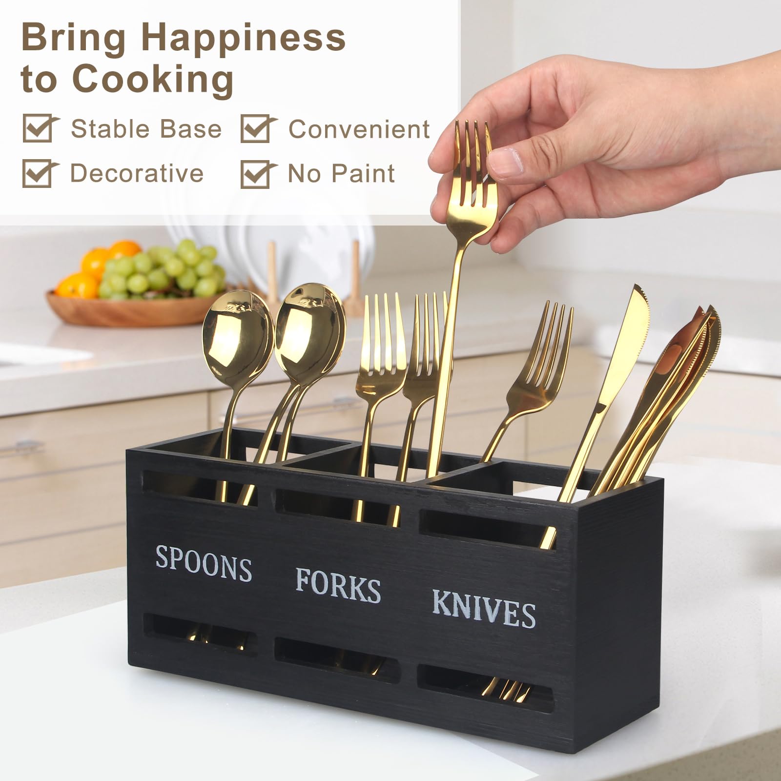 Ayiaren flatware organizer on a countertop showcases accessible storage and clean lines.