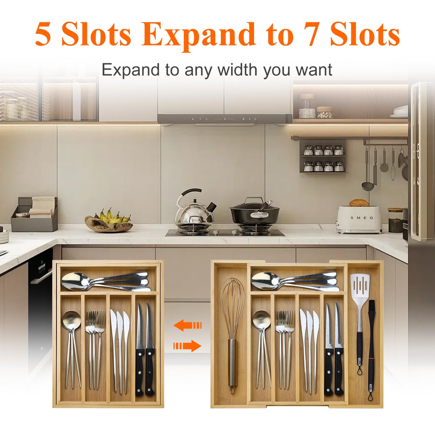 Ayiaren large capacity storage in drawer for forks spoons spatulas