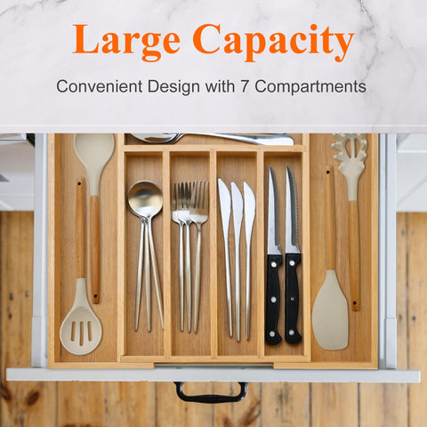 Ayiaren multi purpose flatware organizer close up with kitchen tools