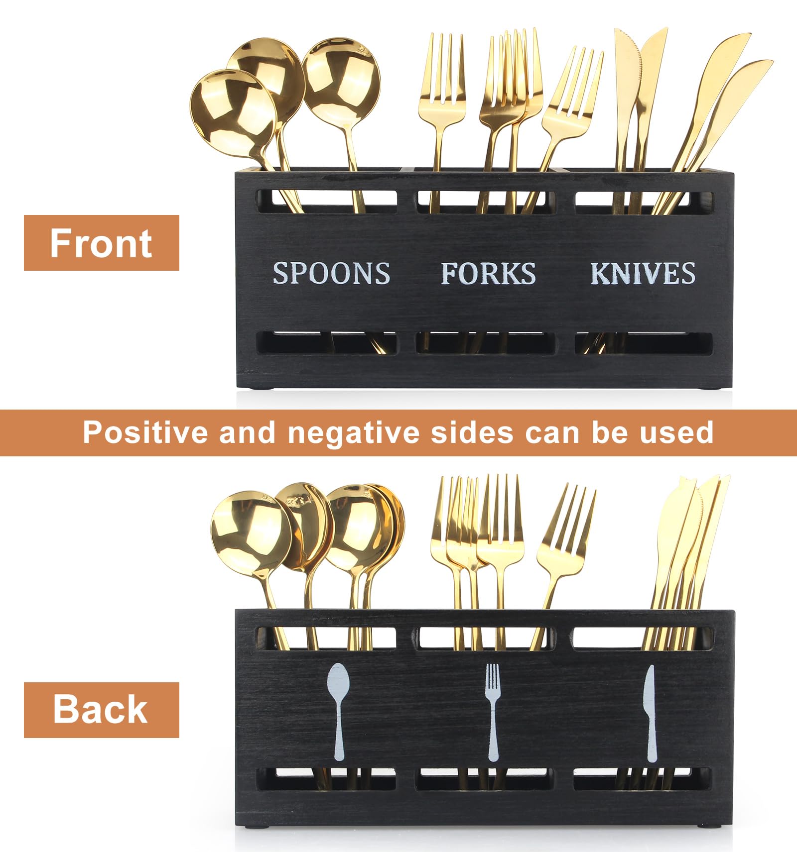 Ayiaren silverware caddy with non-slip bottom stays stable on surfaces during transport.