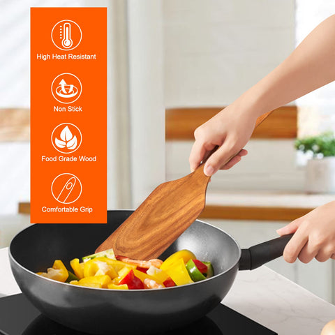 Ayiaren one-piece wood spatula, easier cleaning with no seams