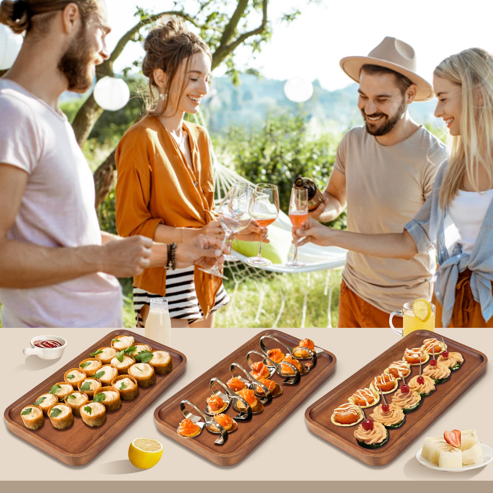 Ayiaren rectangular serving tray with deep edges for easy serving.