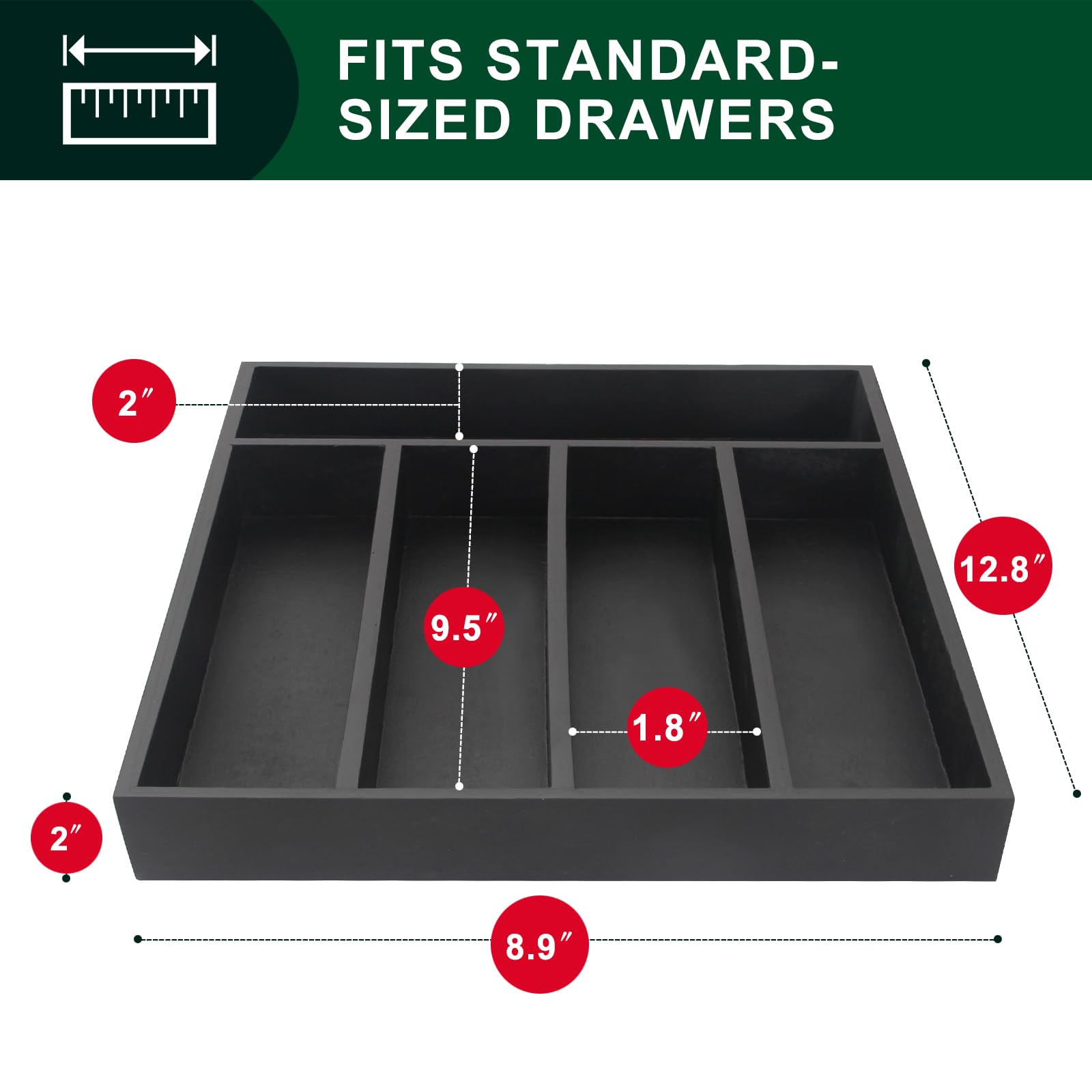 A reinforced-base wood tray delivers durable storage for kitchen tools