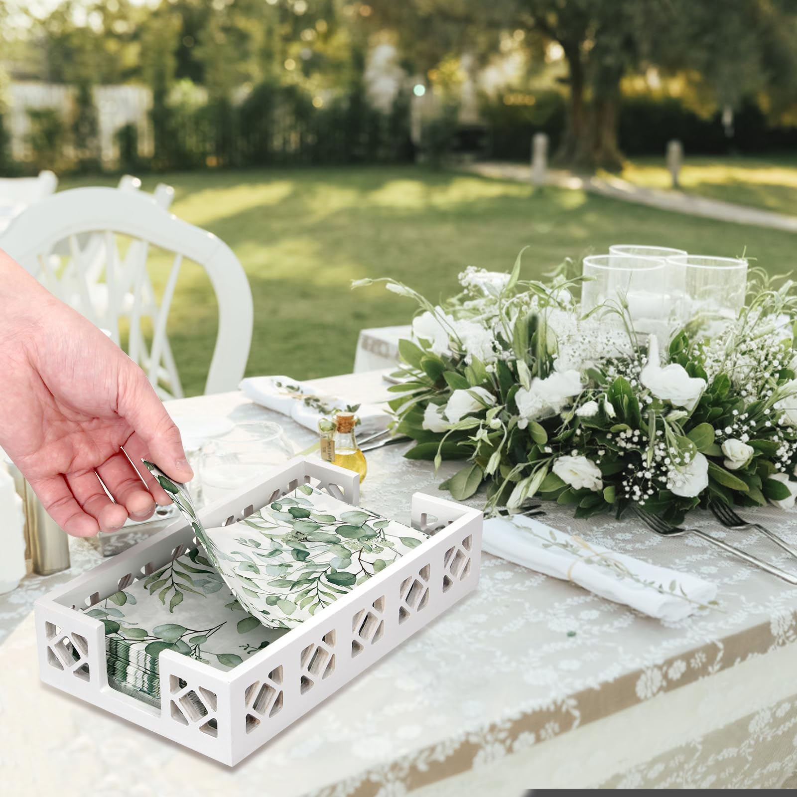 Ayiaren table napkin holder with indent for easy napkin grabbing.