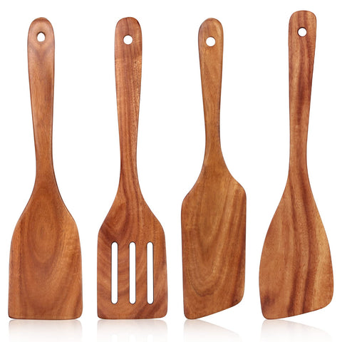 Ayiaren teak spatula right, durable utensil for non-stick pans