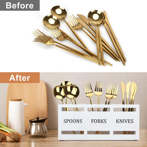 Ayiaren wooden silverware holder is ideal for kitchen, camping, or office organization.