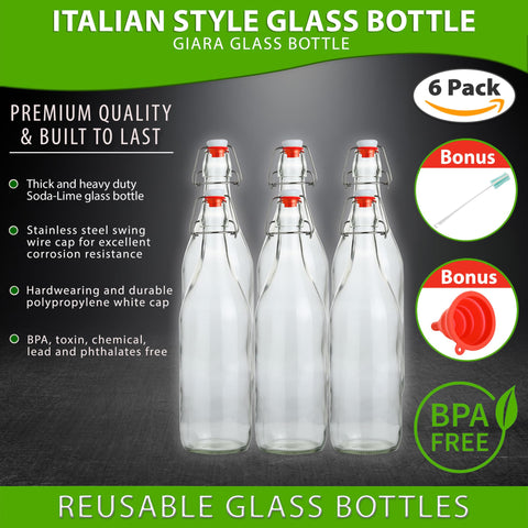 AYL clear glass bottle 1L suitable for beverages, oils, and vinegars.