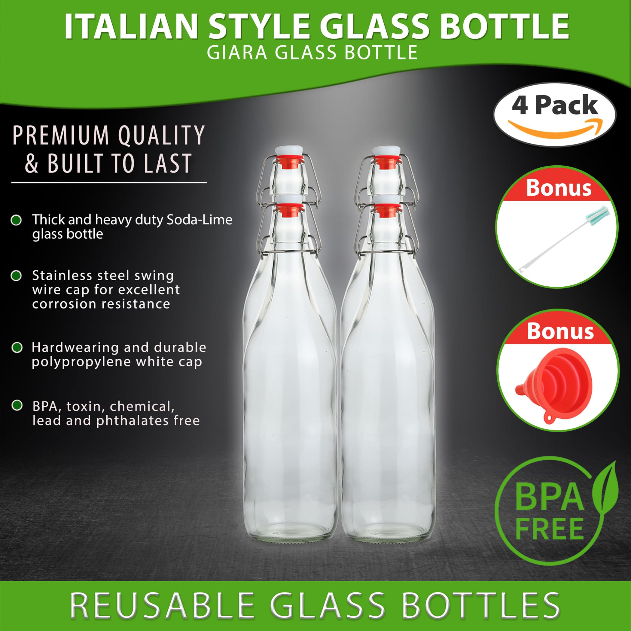AYL glass bottle for beverages provides durable, clear visibility of contents.