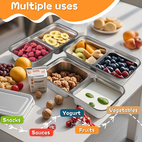 Ayland fridge-safe containers preserve freshness of snacks and dressings.