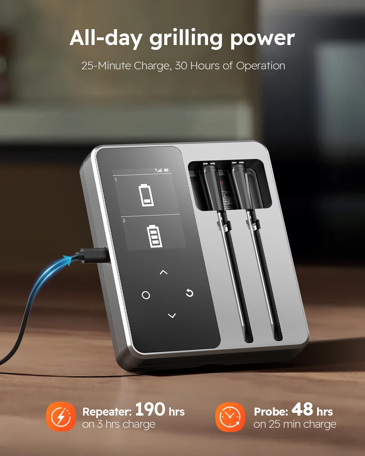 AYMDKI long battery life keeps grills running without interruptions.