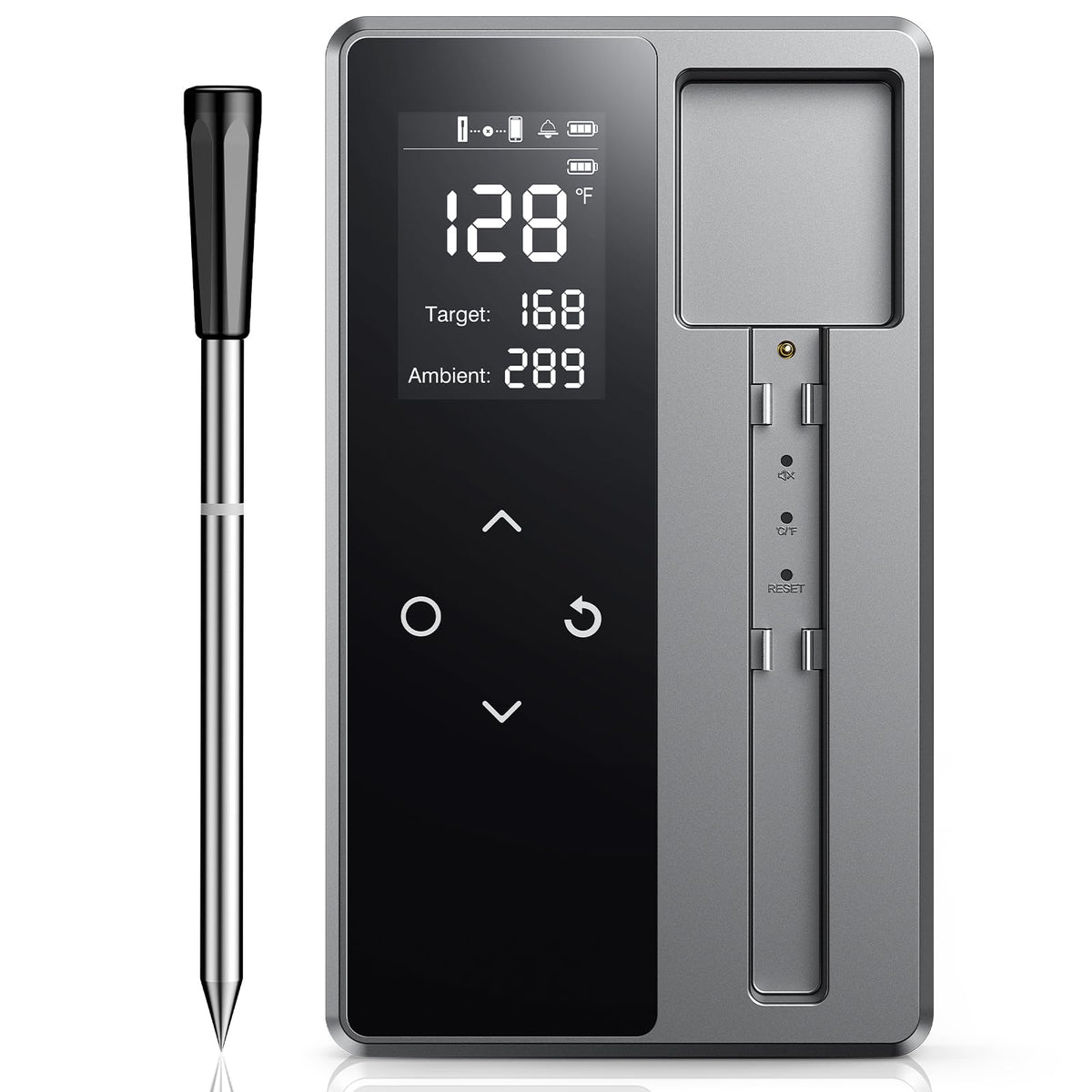 AYMDKI smart thermometer base control hub enables quick, phone-free adjustments during cooking.