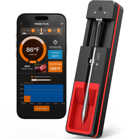 AYMDKI smart wireless thermometer in gift-ready packaging for display.