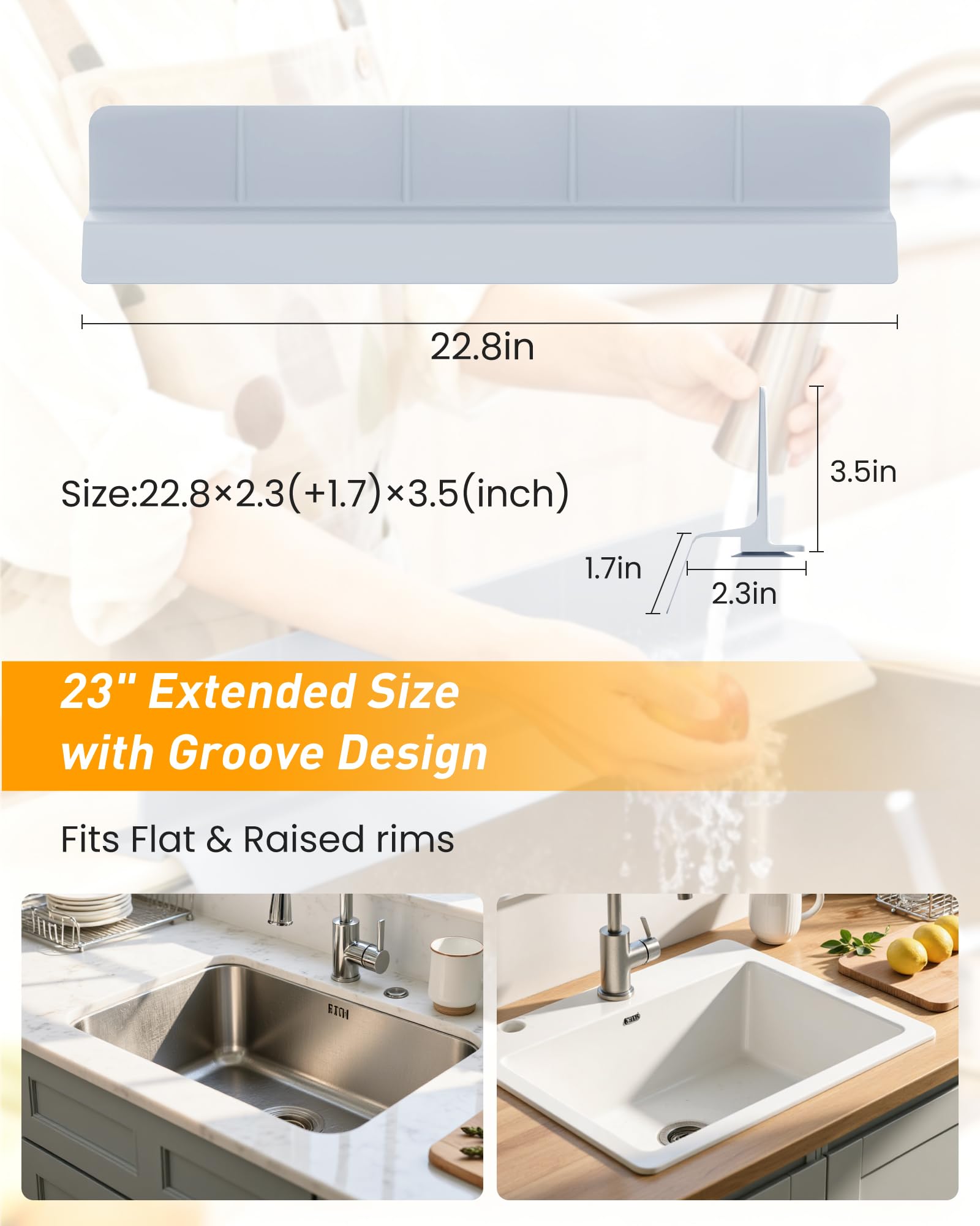 AyNirser countertop protector redirects drips back into the sink for easy cleanup.